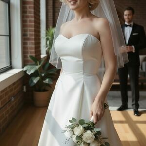 Elegant White Strapless Wedding Dress